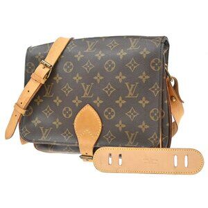 LOUIS VUITTON Cartouchiere GM Shoulder Bag Monogram Leather Brown M51252 34EF336